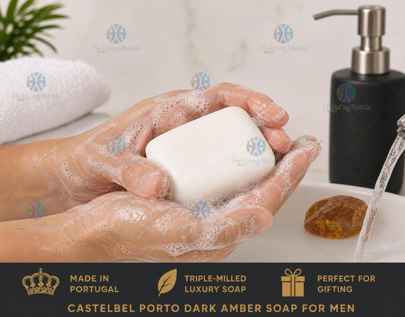 Castelbel Porto Dark Amber 2 x 7oz Soap Bars for Men - Made in Portugal - Image 2