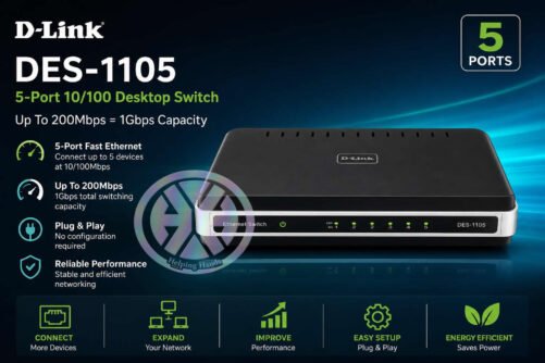 New D-Link DES-1105 5-Port 10/100 Desktop Switch - Up To 200Mbps, 1Gbps Capacity