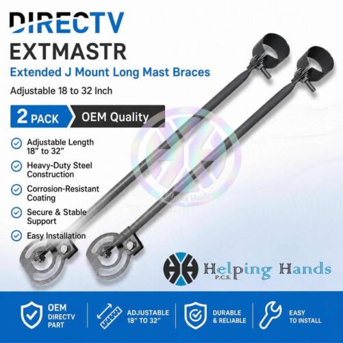 2 OEM Directv EXTMASTR Extended J Mount Long Mast Braces. 18 to 32 Inch