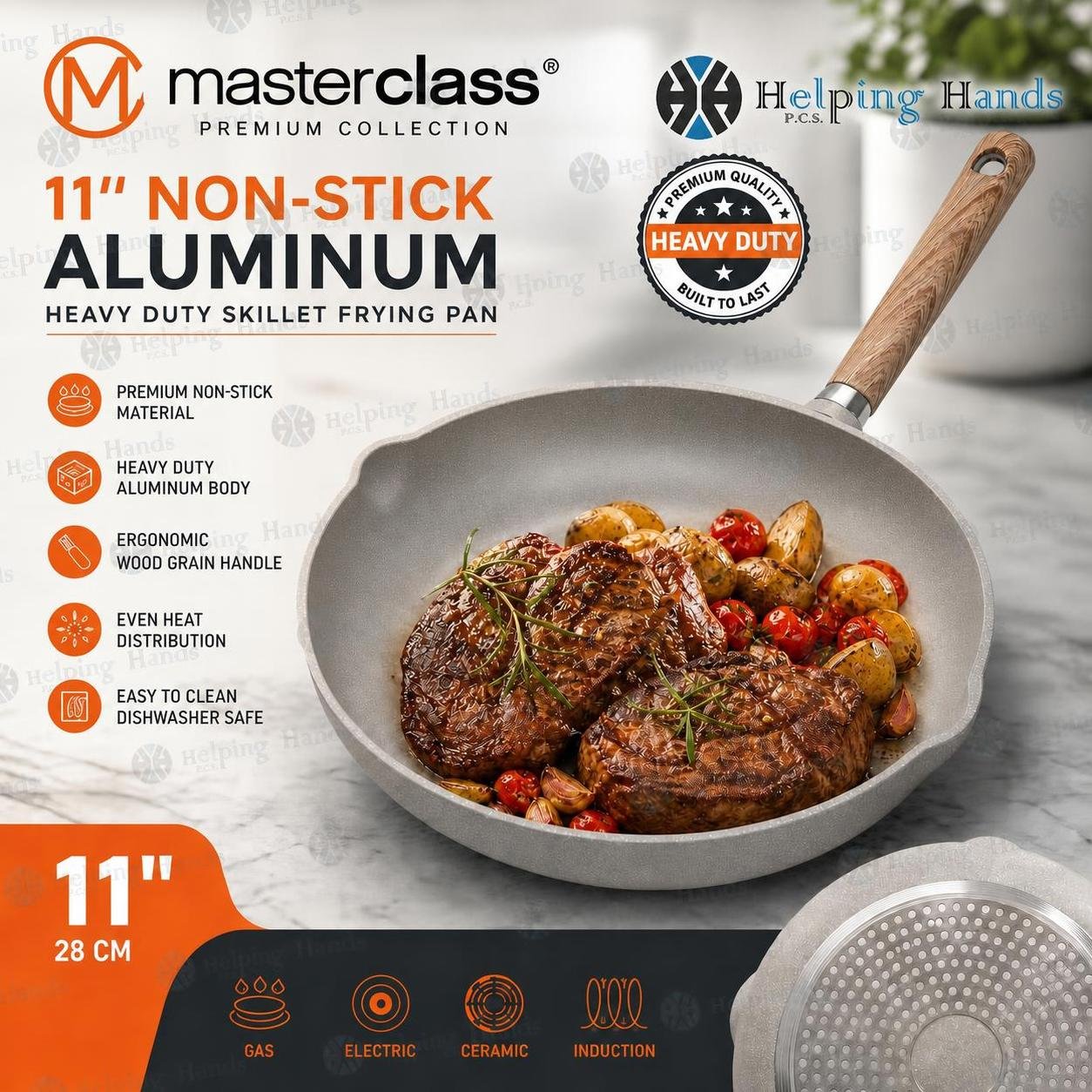 MasterClass 11in Non-Stick Aluminum Heavy Duty Skillet Frying Pan