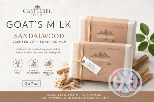 2 Castelbel Porto – Goat’s Milk – Sandalwood Scented Bath Soap For Men. 2 x 7 oz
