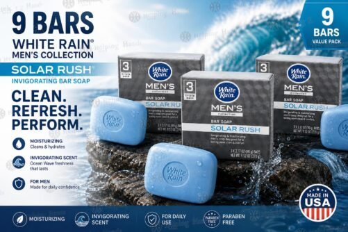 9 Bars White Rain Men's Collection Solar Rush Bar Soap Invigorating Moisturizing
