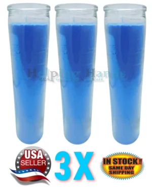 Set of 3 Original 80 Hour Hand Crafted Classic Blue Candles Glass 8 Inch Long Lasting - Image 2