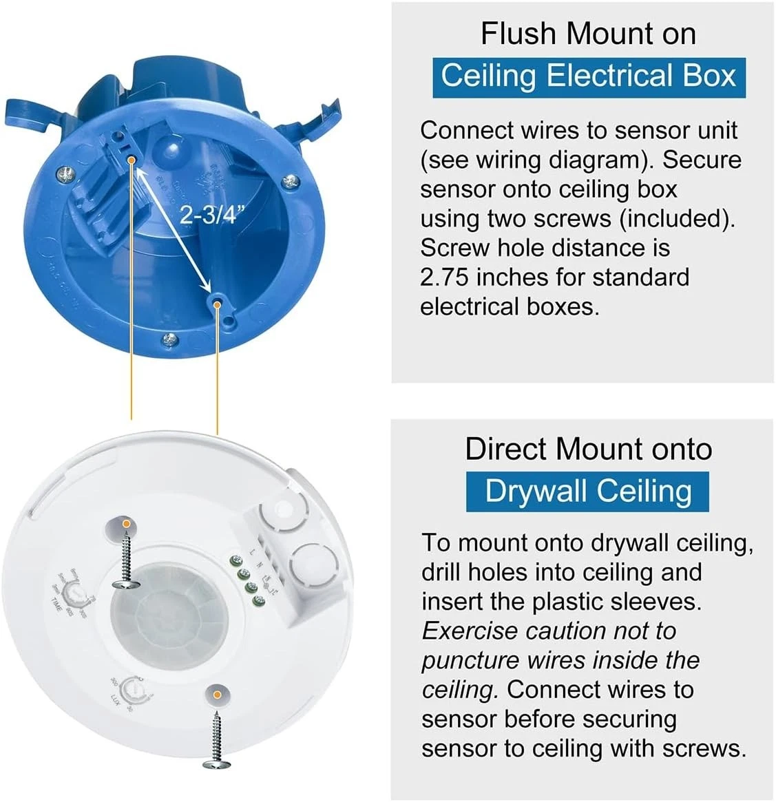 PIR Motion Sensor Light Switch, 85-265V AC 2000W, Ceiling Mount Motion Sensor - Image 6
