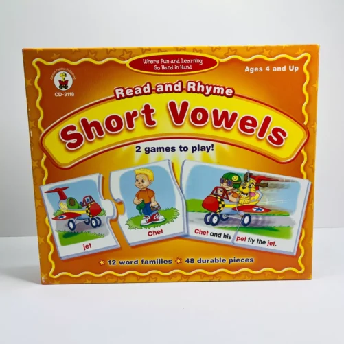 Carson Dellosa Educational Puzzle Sets - Read & Rhyme Short Vowels Matching Cards Game