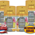 4 Hawaiian Automatic Spray Refill Sure Scents Lasts Up to 45 Days 4.5 Oz Each