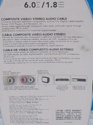 New - Dynex DX-AV061 Gold Plated Composite Video/Audio Stereo Cable 6 Feet VGA - Image 4