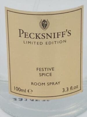1 PECKSNIFF'S ENGLAND ROOM SPRAY FESTIVE SPICE 3.3oz Glass Spray Bottle - Image 2