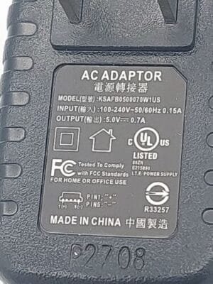 Lor Of 2 NEW Ktec KSAFB0500070W1US AC Adapter Power Supply 5V 0.7A - Mini USB - Image 5