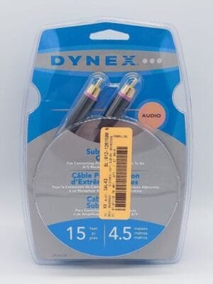 NEW - Dynex DX-AV230 Premium Gold Plated 15 Feet Subwoofer Audio Cable