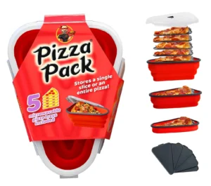 Pizza Pack Reusable BPA-Free Silicone Storage Container with 5 Trays Red - Image 3