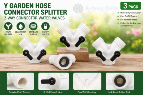 Lot of 3 White Y Garden Hose Connector Splitter 2-Way Connector Water Valves