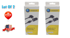 2 NEW APPLE 30-Pin UNIVERSAL TRAVEL CHARGING KIT DUAL USB CAR CHARGER 6 FT CORD