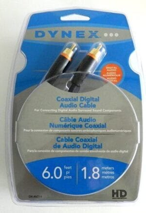 New Dynex DX-AV211 6Ft. Coaxial High Definition Digital Audio Cable with Package