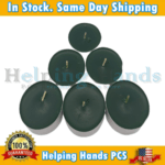 6 NEW Green Oversized Tealight Candles 2.25" x .3/4" 7 To 9 Hours Burn Time Each