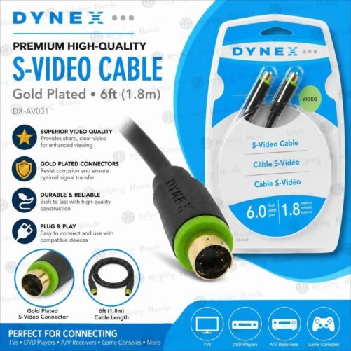 NEW - Dynex DX-AV031 Premium High-Quality S-Video Cable Gold Plated 6ft