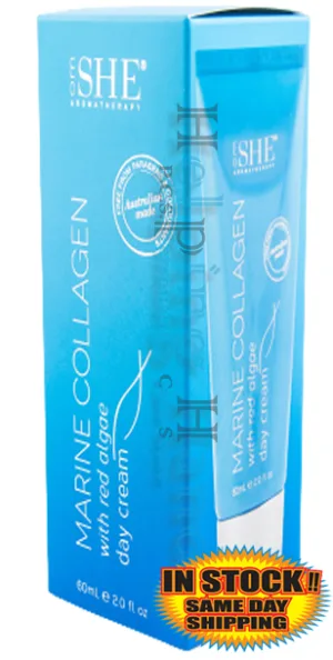 NEW om SHE Aromatherapy Marine Collagen With Red Algae DAY Cream 2 OZ/60ML.
