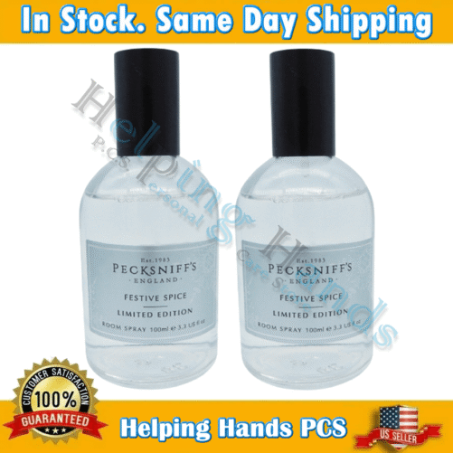 2 PECKSNIFF'S ENGLAND ROOM SPRAY FESTIVE SPICE 3.3oz Glass Spray Bottle