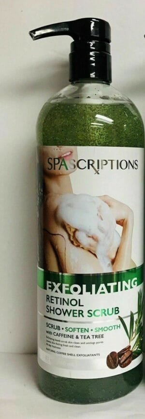 Large NEW SpaScriptions Retinol Exfoliating Shower Scrub Tea Tree Caffeine 33 oz - Image 5
