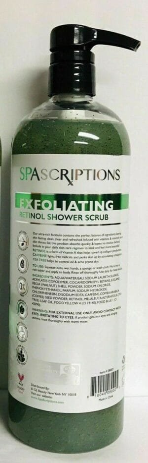 Large NEW SpaScriptions Retinol Exfoliating Shower Scrub Tea Tree Caffeine 33 oz - Image 6