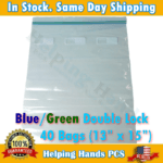 50 Double Lock Grip Seal Bags 13x15 Clear Poly Plastic Resealable Ziploc Baggies