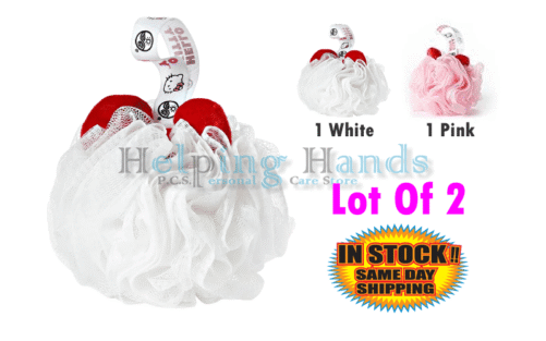 2 Hello Kitty Exfoliating Body Sponge Loofah Earth Therapeutics White & Pink