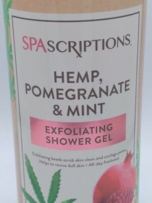 Large Caffeine Hemp Mint Pomegranate Exfoliating Shower Gel 33oz SpaScriptions. - Image 2