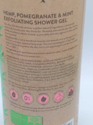 Large Caffeine Hemp Mint Pomegranate Exfoliating Shower Gel 33oz SpaScriptions. - Image 3