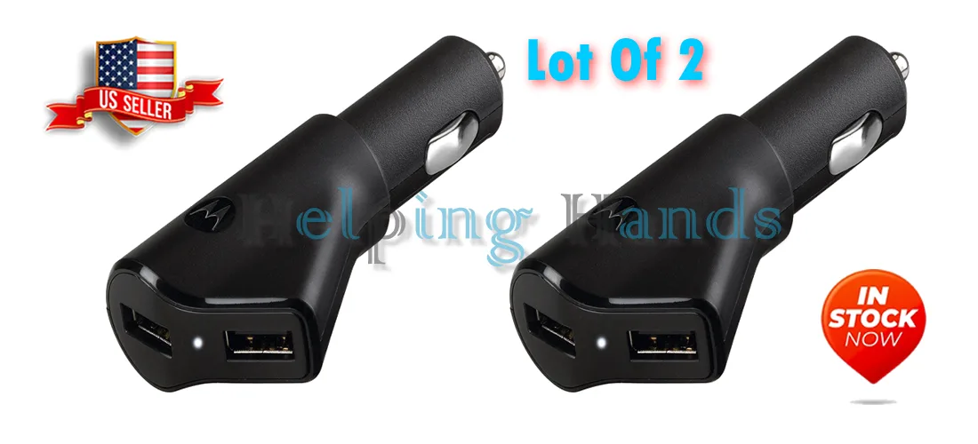 2 New OEM Motorola Rapid Dual Port Car Vehicle USB Charger Adapters 850mAh - Image 5