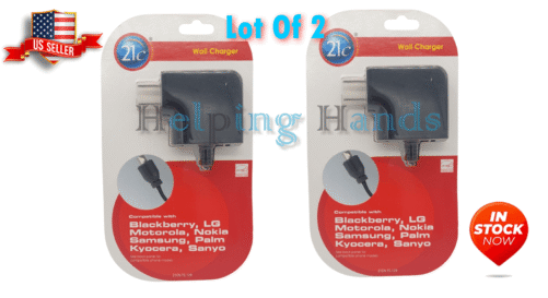 2 UNIVERSAL MICRO USB TRAVEL WALL CHARGER ANDROID 5V SWITCHING POWER 100-240V AC