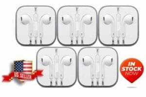 5 USED OEM Apple iPhone/iPod Ear Pods Wired 3.5mm Headphone Jack & Mic MNHF2AM/A