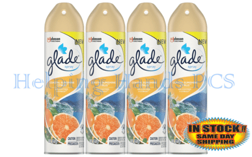 Lot Of 4 New Glade Coastal Sunshine Citrus Room Spray Air Freshener 8 oz Each