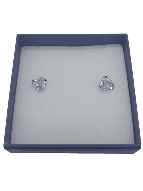 Jilco Diamond Love Knot Stud Earrings 925 Sterling Silver Diamond Fine Jewlery