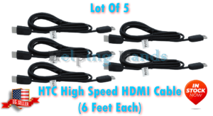 (Lot of 5) OEM HTC High Speed HDMI Cable (6ft) HDMI Male to HDMI Male / New