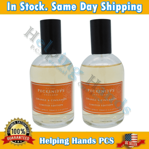 2 NEW PECKSNIFF'S ENGLAND ROOM SPRAY ORANGE & CINNAMON 3.3 Oz Glass Spray Bottle