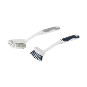 2 Kitchen Dish Scrub Brush Set Odor less Bristles W/ Scraper Tip Clean Pots Pans