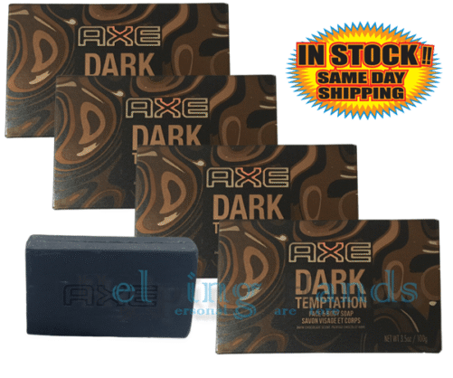 4 AXE Dark Temptation Face Body Cleansing Bar Soap -Strong Dark Chocolate Scent