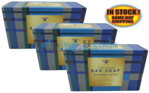 3 Large Bolero Plant Derived PEPPERMINT + TEA TREE Bar Soap Bath 6.25oz Revive.