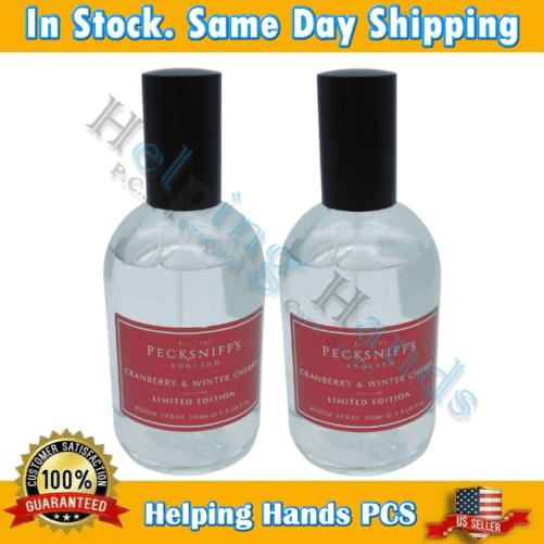 2 PECKSNIFF'S ENGLAND ROOM SPRAY CRANBERRY & WINTER CHERRY 3.3 Oz Glass Bottles