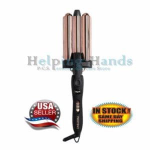 FOXYBAE TITANIUM HAIR WAVER + HEAT GLOBE - 3 Barrel Waver LCD Temp Display NEW.