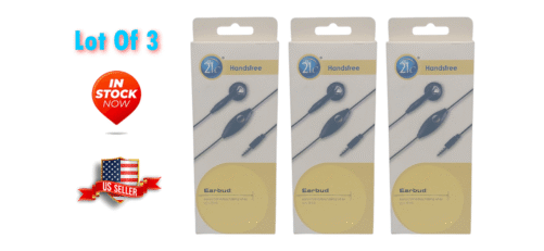 3 - Hands Free Headset Earbud & Mic Style Fits Most Phones 3.5mm Jack Phone Gear