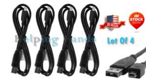 4 NEW Motorola 3.3-Ft OEM (Mini-USB) to USB Charge Data Cable - Black (SKN6371C)