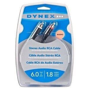 NEW - Dynex DX-AV221 Premium RCA Stereo Audio Cable Left Right Gold Plated 6ft