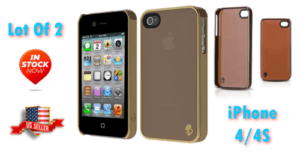 2 SKULLCANDY AVIATOR CLIP ON SLEEK HARDSHELL CASE FOR IPHONE 4/4S Brown/Gold Rim