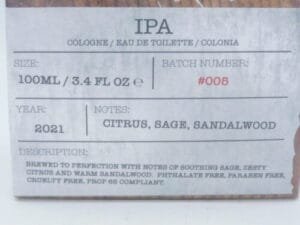 IPA COLOGNE 3.4oz DISTILLERY SERIES - FACTORY SEALED *Batch Number 005* 100ml - Image 2