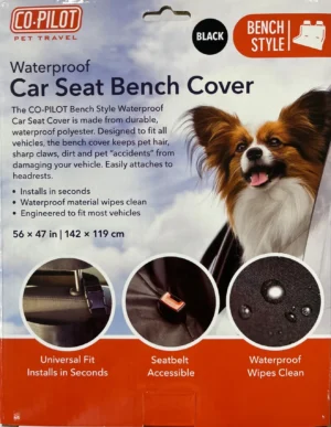 Precious Tails Co-Pilot Waterproof Pet Car Seat Bench Cover Dog - BLACK - Image 4
