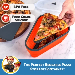 Pizza Pack Reusable BPA-Free Silicone Storage Container with 5 Trays Red - Image 4