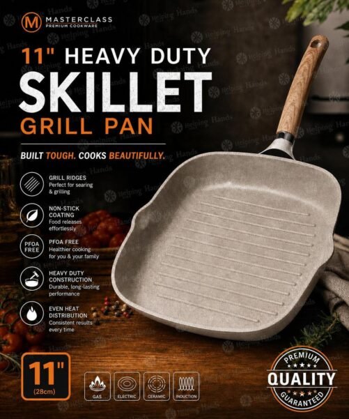 Masterclass Premium Cookware 11" Heavy Duty Skillet Grill Pan Non-Stick Speckled