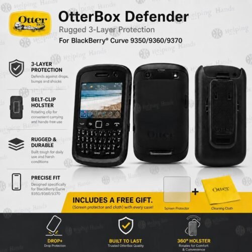 OtterBox BlackBerry Curve 9350/9360/9370 Defender 3-Layer Case, Holster + GIFT