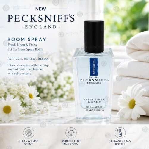 NEW PECKSNIFF'S ENGLAND ROOM SPRAY Fresh Linen & Daisy 3.3 Oz Glass Spray Bottle